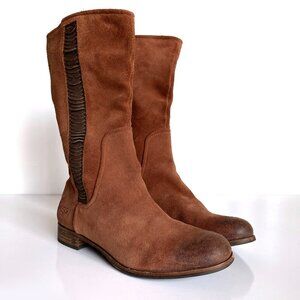 UGG Australia Annisa Mid Calf Boot Brown Suede Leather Boots Size 8
